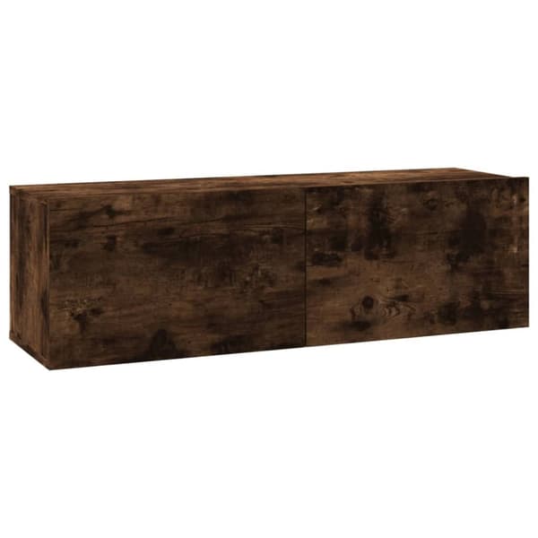 The Living Store Tv-bänk för vägg rökfärgad ek 100x30x30 cm konstruerat trä - TV-bänkar