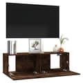 Miniatyrbild 5 av 10: The Living Store Tv-bänk för vägg rökfärgad ek 100x30x30 cm konstruerat trä -  TV-bänkar