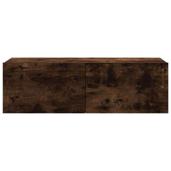 The Living Store Tv-bänk för vägg rökfärgad ek 100x30x30 cm konstruerat trä - TV-bänkar