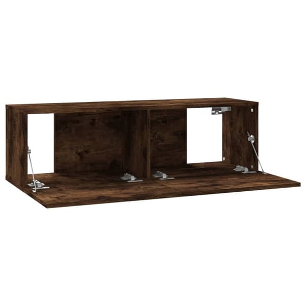 The Living Store Tv-bänk för vägg rökfärgad ek 100x30x30 cm konstruerat trä -  TV-bänkar