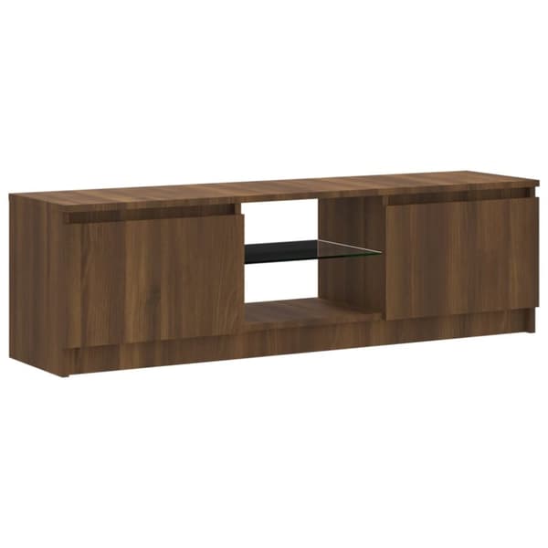 The Living Store TV-bänk med LED-belysning Brun ek 120x30x35,5 cm - TV-bänkar