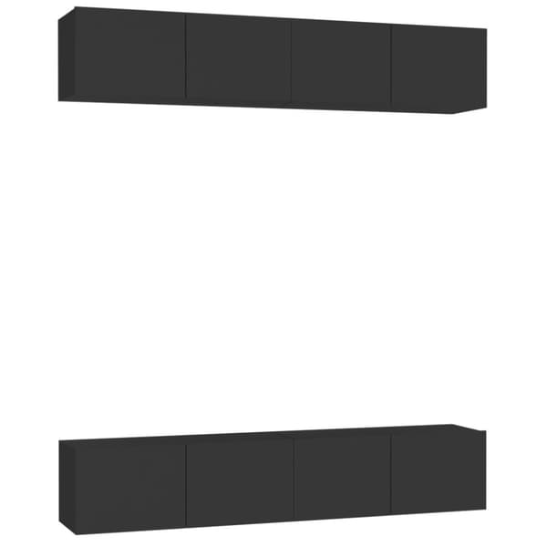 The Living Store tv-skabe 4 stk. 80x30x30 cm konstrueret træ sort -  TV-møbler