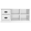 Miniatyrbillede 7 af 11: The Living Store tv-bord 102x35,5x47,5 cm konstrueret træ hvid højglans -  TV-møbler