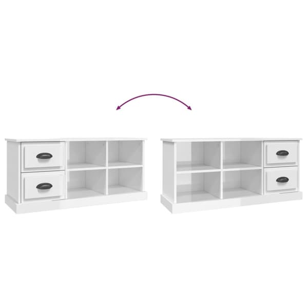 The Living Store tv-bord 102x35,5x47,5 cm konstrueret træ hvid højglans - TV-møbler