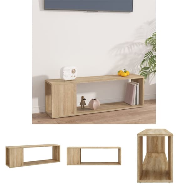 The Living Store Tv-bänk sonoma-ek 100x24x32 cm konstruerat trä - TV-bänkar