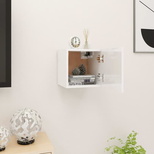 The Living Store væghængt tv-skab 30,5x30x30 cm hvid højglans - TV-møbler