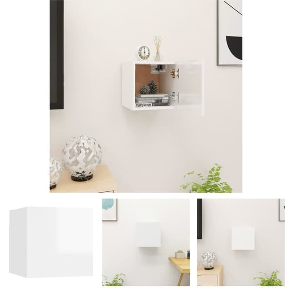 The Living Store væghængt tv-skab 30,5x30x30 cm hvid højglans -  TV-møbler