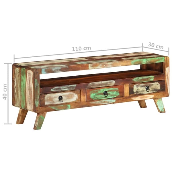 The Living Store TV-bänk flerfärgad 110x30x40 cm massivt återvunnet trä -  TV-bänkar