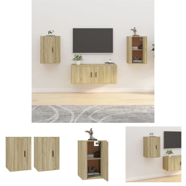 The Living Store væghængte tv-skabe 2 stk. 40x34,5x60 cm sonoma-eg -  TV-møbler