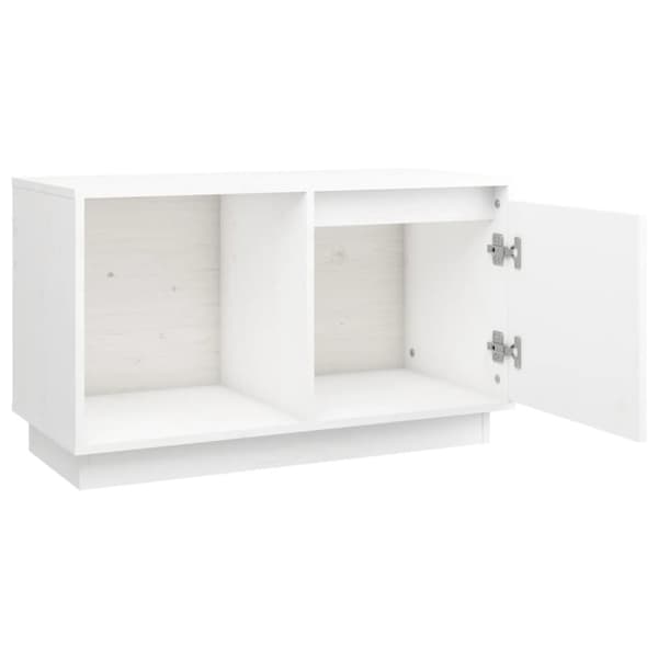 The Living Store Tv-bänk vit 74x35x44 cm massiv furu -  TV-bänkar