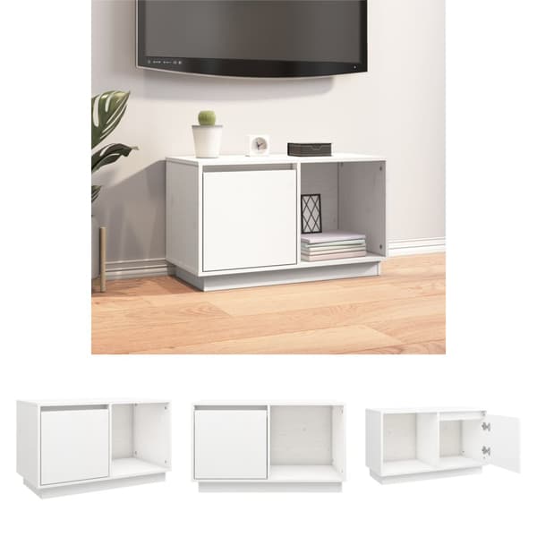 The Living Store TV-taso valkoinen 74x35x44 cm täysi mänty -  TV-tasot