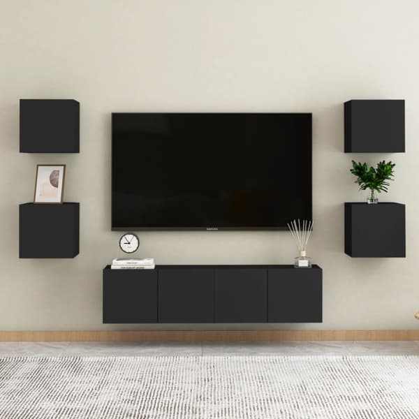 The Living Store Väggmonterat tv-bänk svart 30,5x30x30 cm -  TV-bänkar