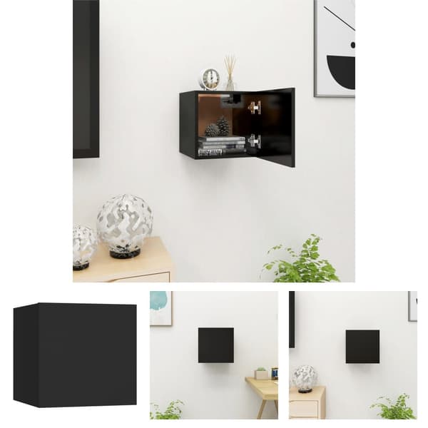 The Living Store Väggmonterat tv-bänk svart 30,5x30x30 cm -  TV-bänkar