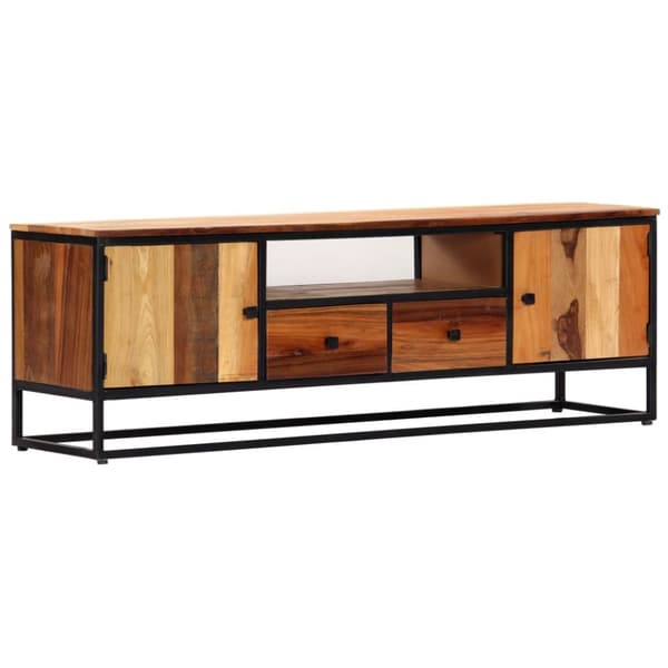 The Living Store TV-bänk 120x30x40 cm massivt återvunnet trä och stål -  TV-bänkar