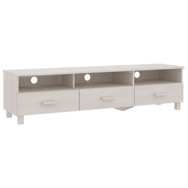 The Living Store tv-skab HAMAR 158x40x40 cm massivt fyrretræ hvid -  TV-møbler