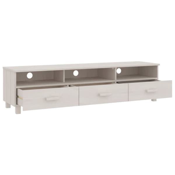 The Living Store tv-skab HAMAR 158x40x40 cm massivt fyrretræ hvid -  TV-møbler