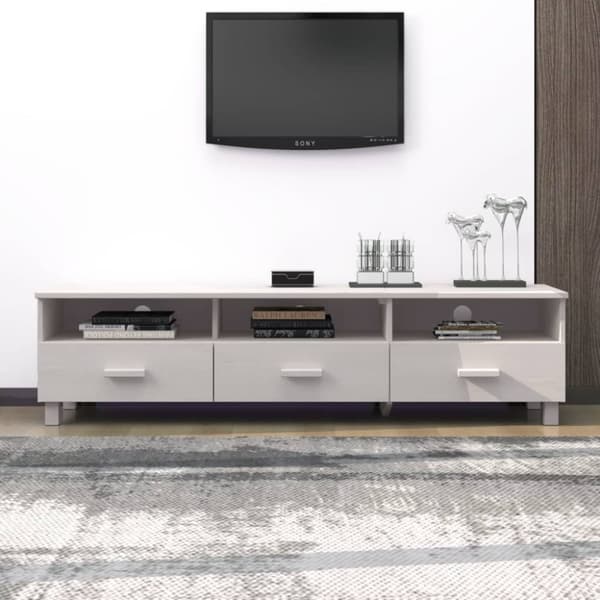 The Living Store tv-skab HAMAR 158x40x40 cm massivt fyrretræ hvid -  TV-møbler