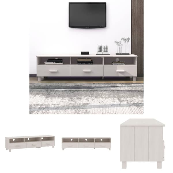 The Living Store tv-skab HAMAR 158x40x40 cm massivt fyrretræ hvid -  TV-møbler