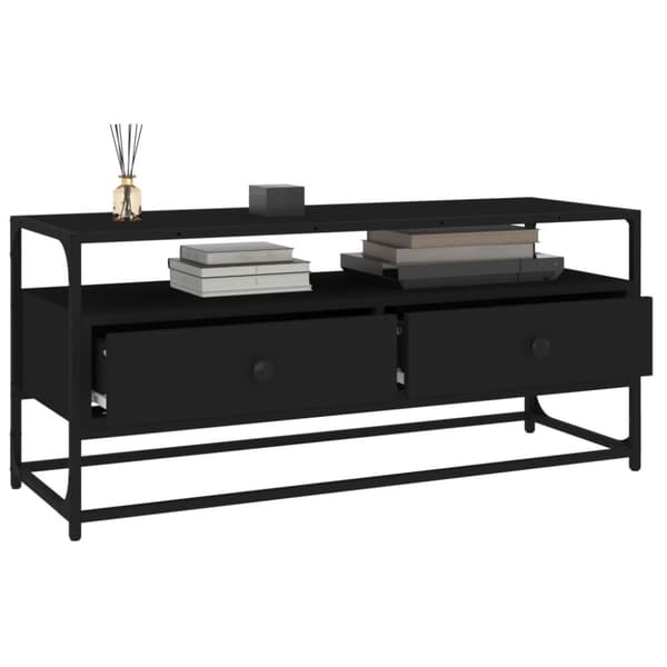 The Living Store tv-bord 100x35x45 cm konstrueret træ sort - TV-møbler