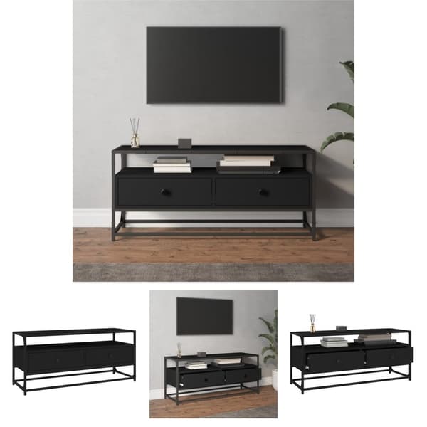 The Living Store tv-bord 100x35x45 cm konstrueret træ sort - TV-møbler