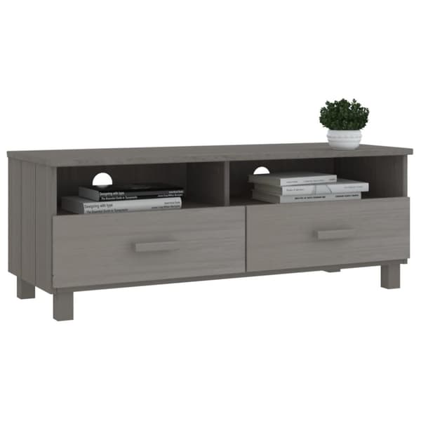 The Living Store Tv-bänk HAMAR ljusgrå 106x40x40 cm massiv furu - TV-bänkar