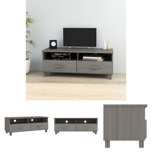 The Living Store Tv-bänk HAMAR ljusgrå 106x40x40 cm massiv furu - TV-bänkar