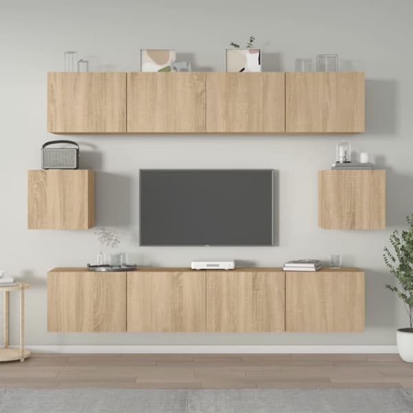 The Living Store 6-osainen TV-kaappisarja Sonoma-tammi tekninen puu -  TV-tasot