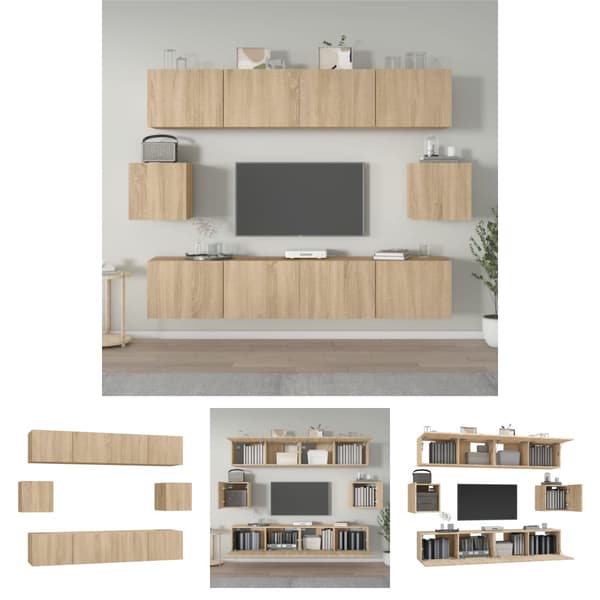 The Living Store 6-osainen TV-kaappisarja Sonoma-tammi tekninen puu - TV-tasot