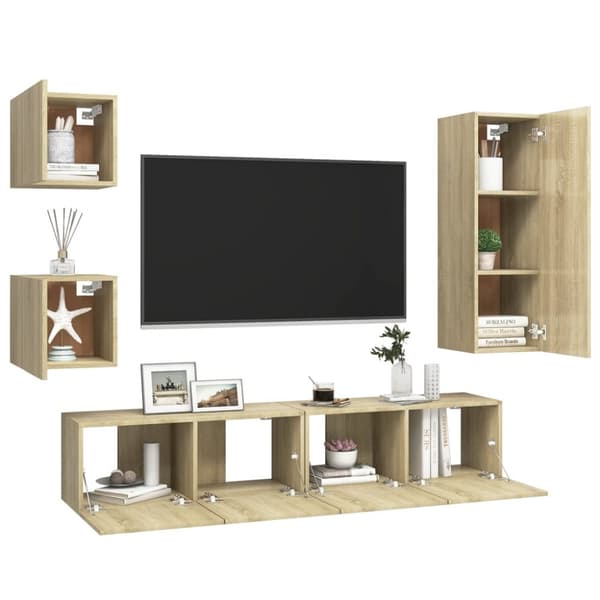 The Living Store tv-skabe 5 dele spånplade sonoma-eg - TV-møbler