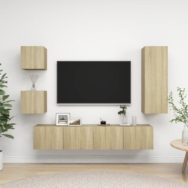 The Living Store tv-skabe 5 dele spånplade sonoma-eg - TV-møbler