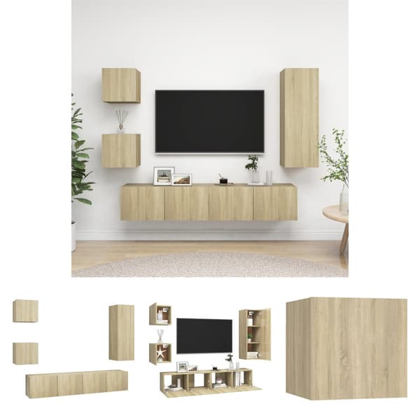 The Living Store tv-skabe 5 dele spånplade sonoma-eg - TV-møbler