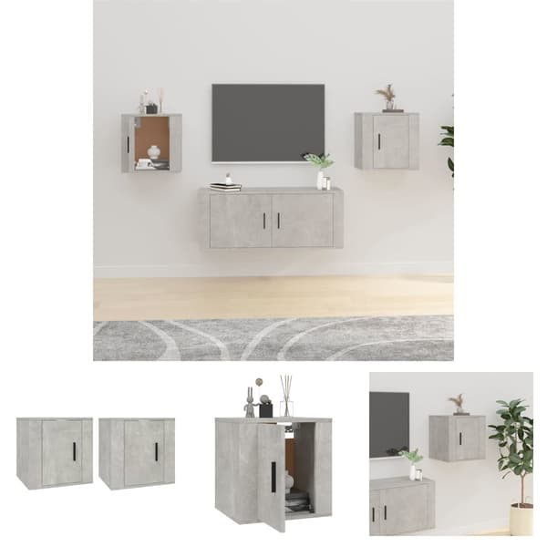 The Living Store Väggmonterade tv-skåp 2 st betonggrå 40x34,5x40 cm -  TV-bänkar