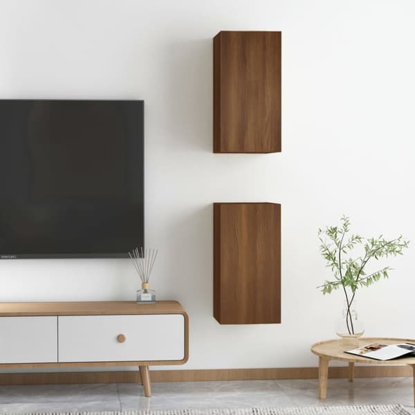 The Living Store TV-taso 2 kpl ruskea tammi 30,5x30x60 cm tekninen puu - TV-tasot