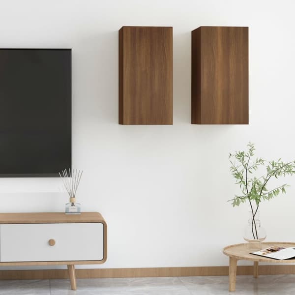 The Living Store TV-taso 2 kpl ruskea tammi 30,5x30x60 cm tekninen puu - TV-tasot