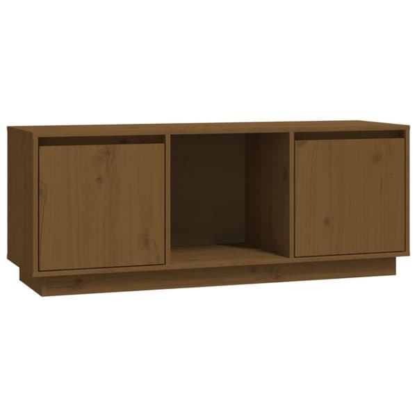 The Living Store Tv-bänk honungsbrun 110,5x35x44 cm massiv furu - TV-bänkar