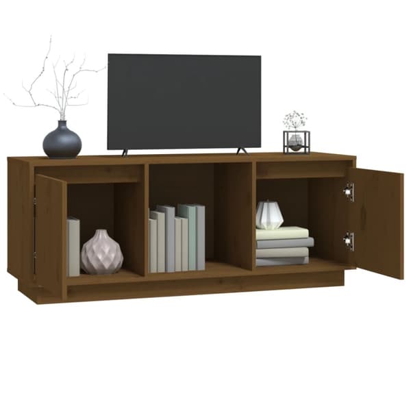 The Living Store Tv-bänk honungsbrun 110,5x35x44 cm massiv furu - TV-bänkar