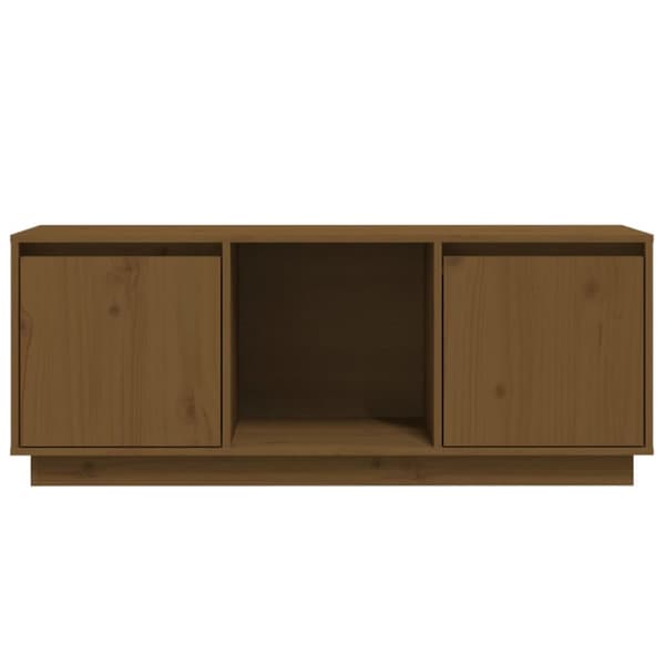 The Living Store Tv-bänk honungsbrun 110,5x35x44 cm massiv furu - TV-bänkar