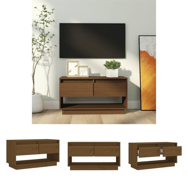 The Living Store Tv-bänk honungsbrun 74x34x40 cm massiv furu -  TV-bänkar