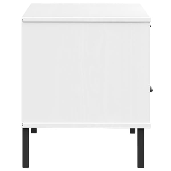 The Living Store tv-bord med metalben OSLO massivt fyrretræ hvid -  TV-møbler
