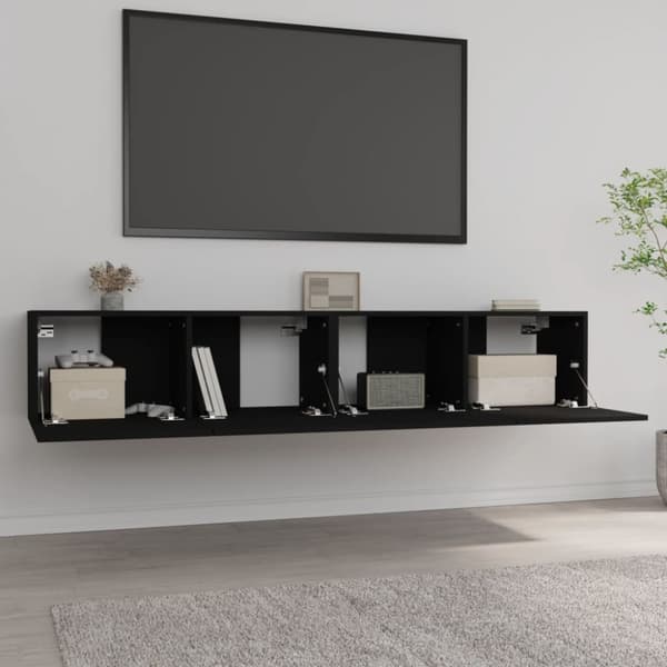 The Living Store Tv-bänkar 2 st svart 80x30x30 cm konstruerat trä -  TV-bänkar
