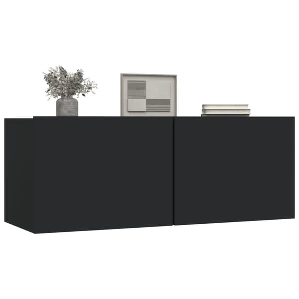 The Living Store Tv-bänkar 2 st svart 80x30x30 cm konstruerat trä - TV-bänkar