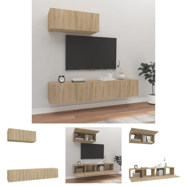 The Living Store tv-skabssæt 3 dele konstrueret træ sonoma-eg -  TV-møbler