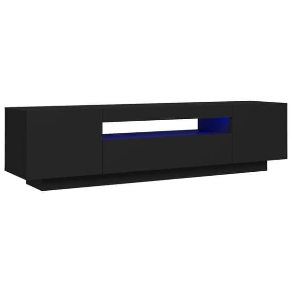 The Living Store TV-bänk med LED-belysning svart 160x35x40 cm - TV-bänkar