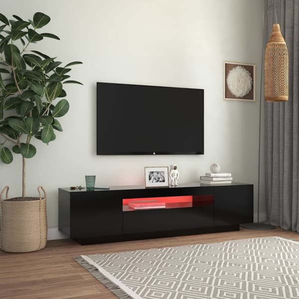 The Living Store TV-bänk med LED-belysning svart 160x35x40 cm - TV-bänkar