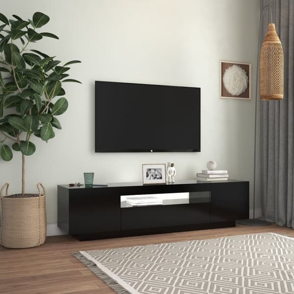 The Living Store TV-bänk med LED-belysning svart 160x35x40 cm - TV-bänkar