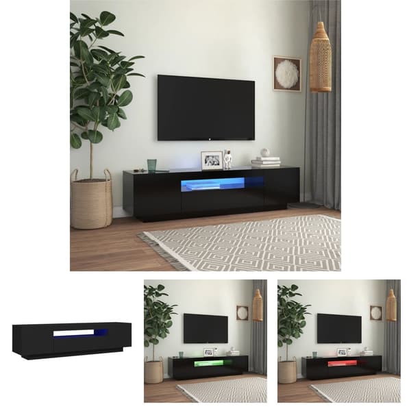 The Living Store TV-bänk med LED-belysning svart 160x35x40 cm - TV-bänkar