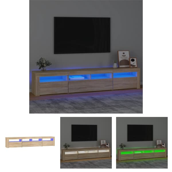 The Living Store tv-skab med LED-lys 210x35x40 cm Sonoma-eg -  TV-møbler