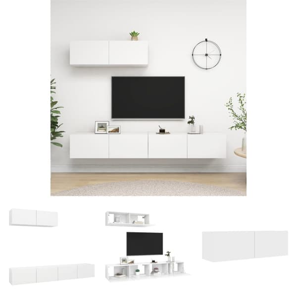 The Living Store tv-skabe 3 dele spånplade hvid - TV-møbler