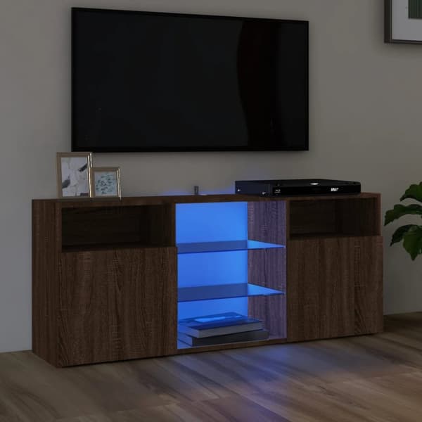 The Living Store TV-taso LED-valoilla ruskea tammi 120x30x50 cm - TV-tasot