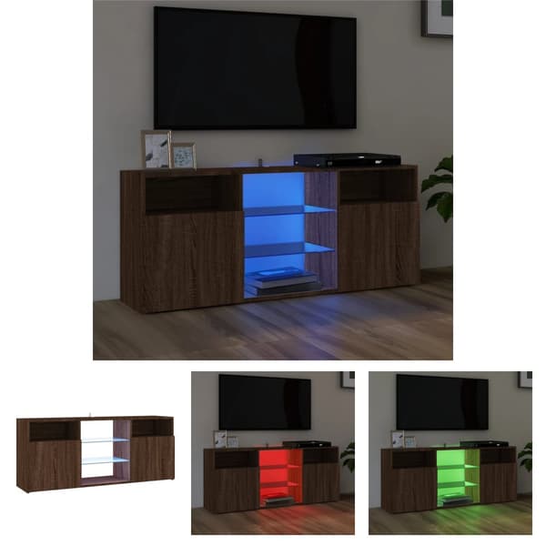 The Living Store TV-taso LED-valoilla ruskea tammi 120x30x50 cm - TV-tasot
